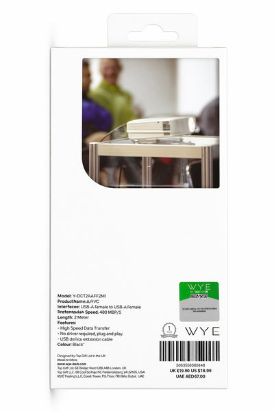 WYEFLOW USB A FEMALE TO FEMALE BACK SIDE 2 M