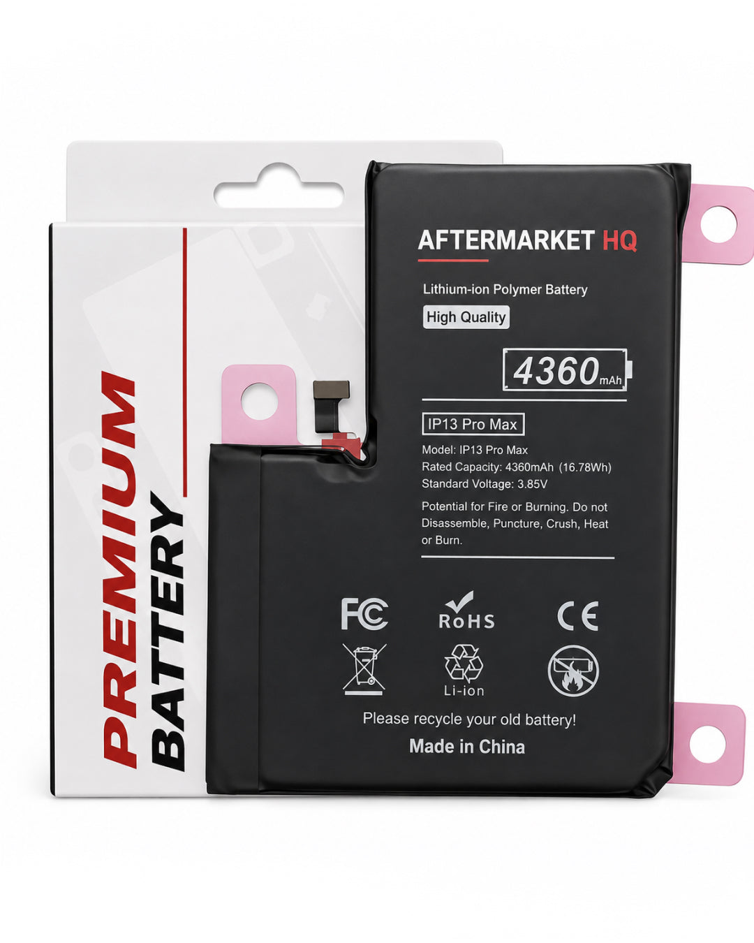 Aftermarket HQ iPhone 13 Pro Max Replacement Battery | 4352mAh–4750mAh | Multiple Options