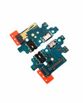 Two replacement phone motherboard flex cable connectors with orange red plastic ends, blue circuit boards, and gold-plated contacts, shown on a white background.