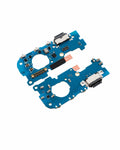 Two blue replacement phone motherboard flex circuits with attached connectors, photographed on a clean white background.