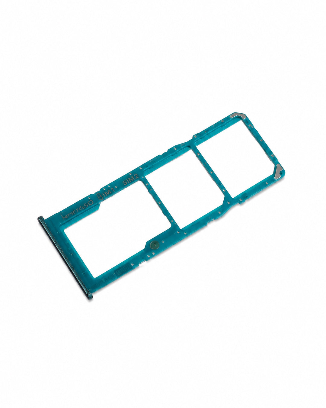 A teal blue plastic SIM card tray frame, commonly used as a replacement part for mobile phones, shown on a plain white background.