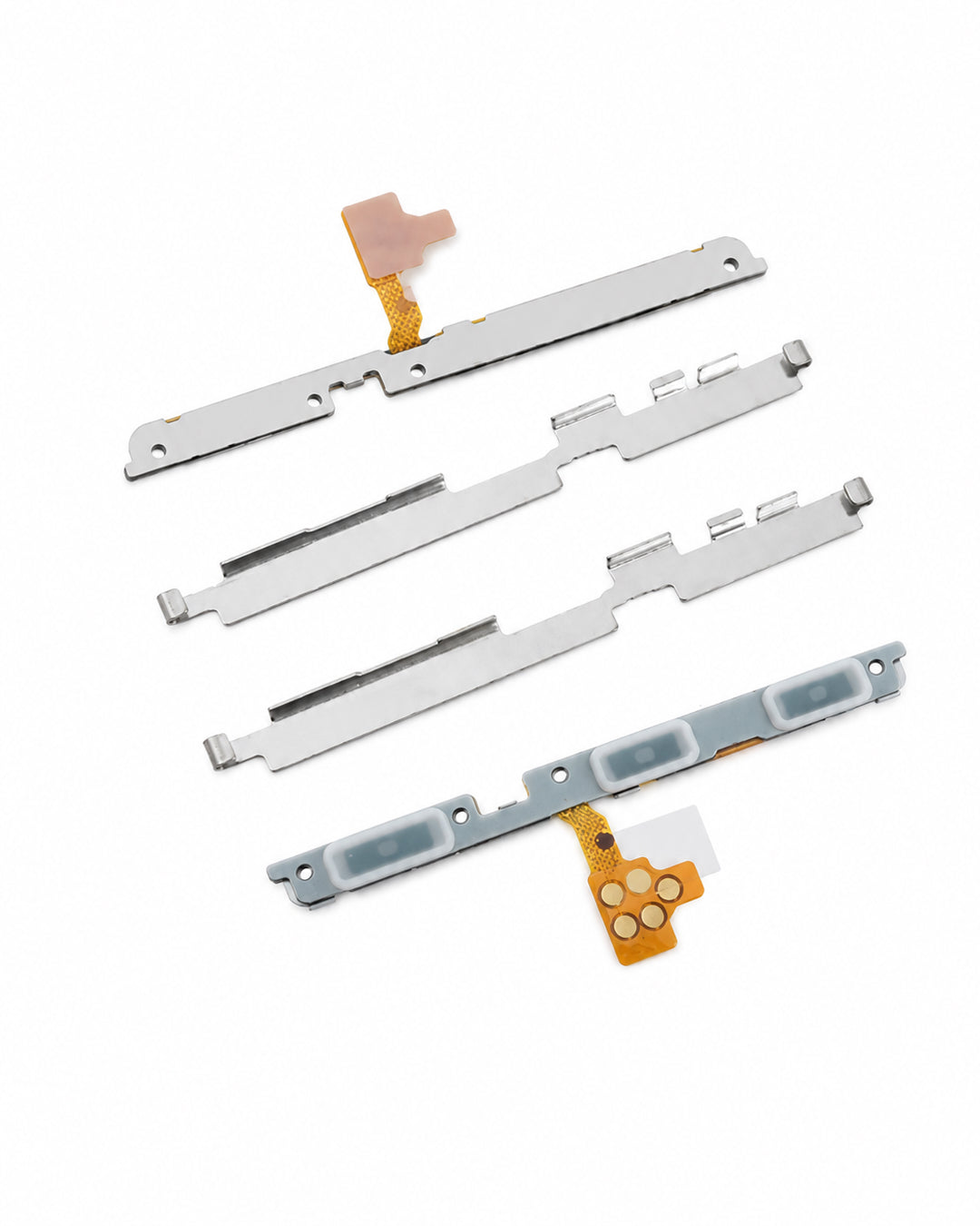 Four replacement touch screen flex circuits for a smartphone, arranged diagonally on a clean white background.