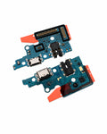 Two replacement phone flex circuit boards with blue PCBs, black connectors, and orange protective tabs, shown on a white background.