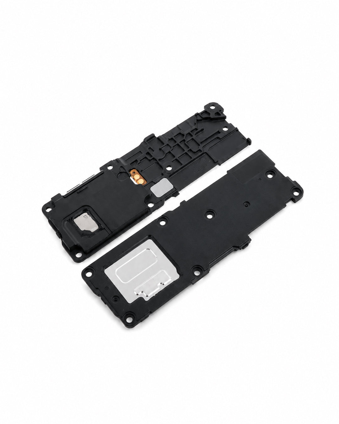 Two black replacement phone internal components, likely speaker or vibration motor assemblies, shown on a clean white background.