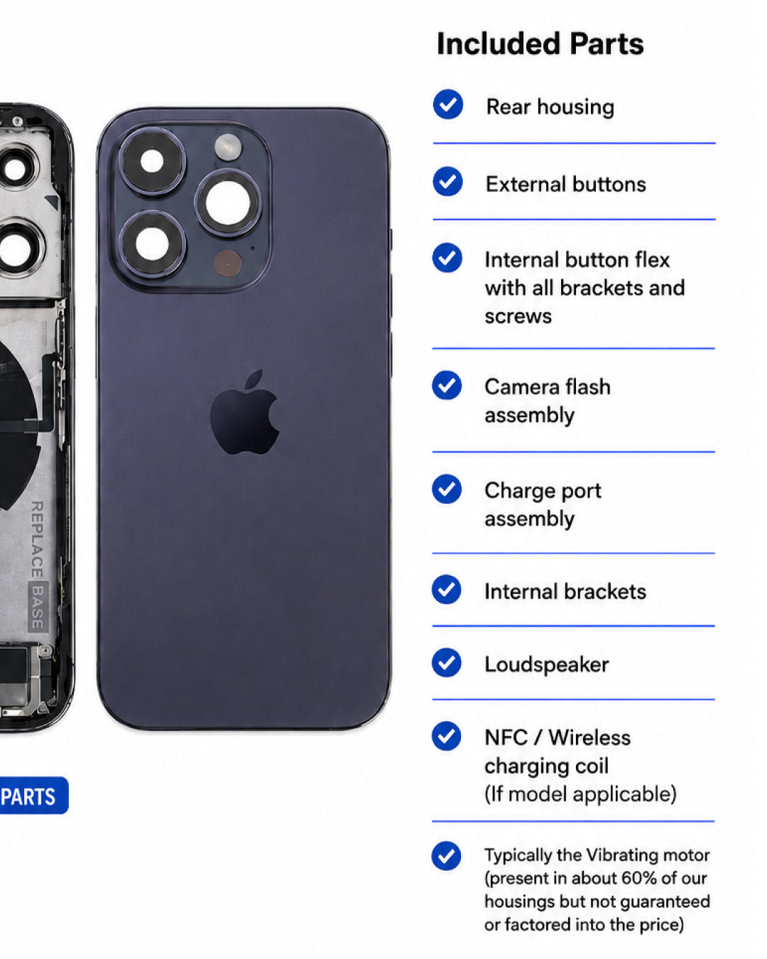 iPhone 14 Pro Back Housing With Parts | Original Reclaimed | Multiple Grades & Colours