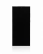 A black smartphone shown from the front on a clean white background with a subtle reflection below.
