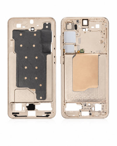 A replacement smartphone front and back glass display assembly in a champagne gold color, shown on a clean white background.
