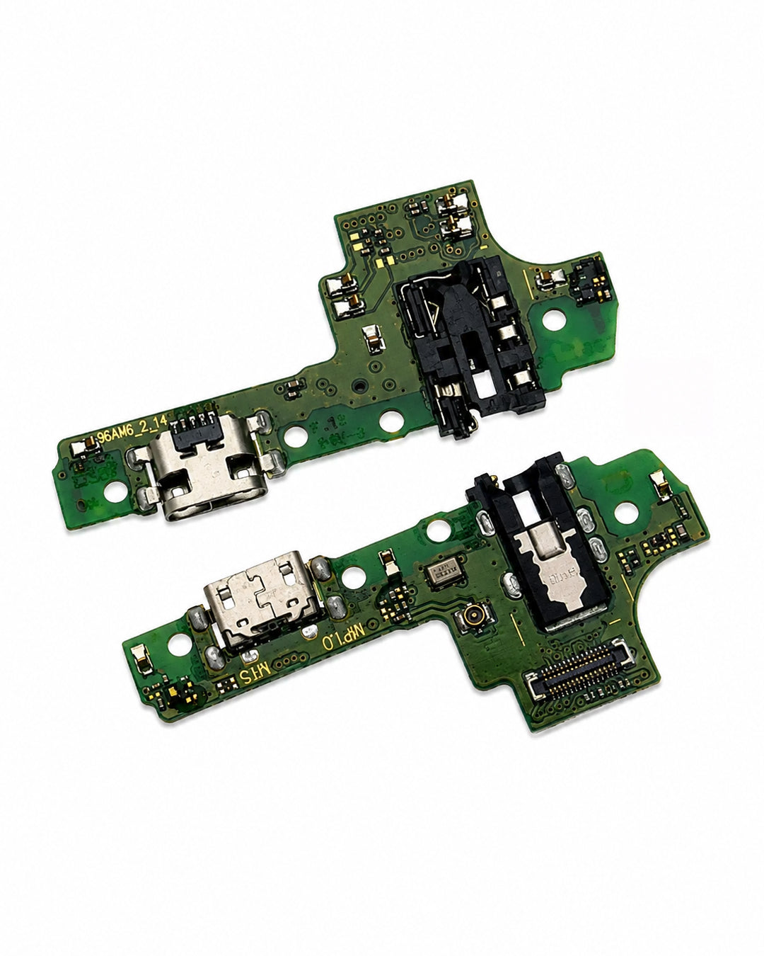 Two replacement phone charging port circuit boards with USB-C connectors, shown on a plain white background.