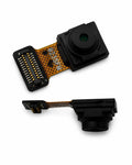 A small black electronic camera module with a flexible orange circuit board connector, shown from two angles on a white background.