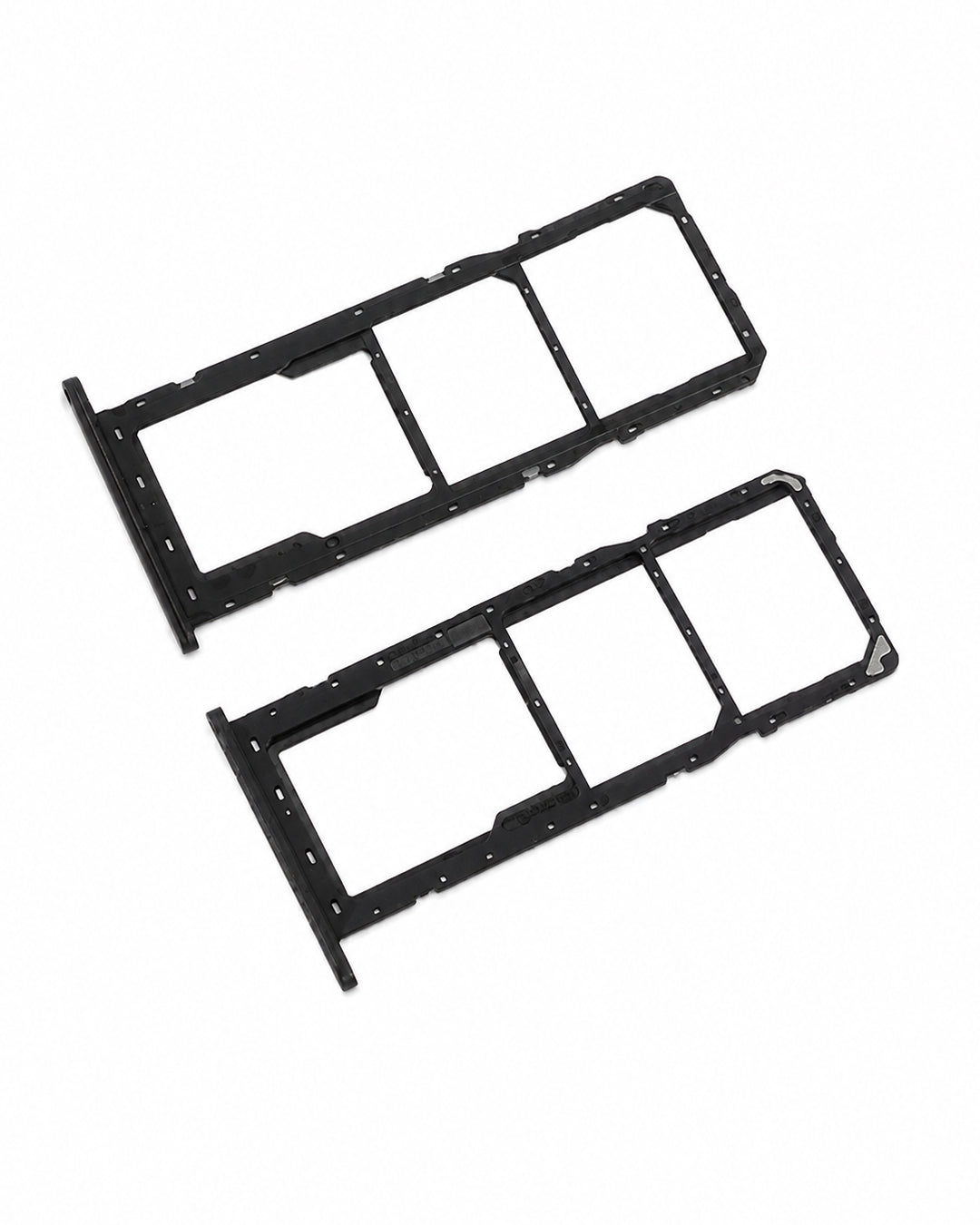Two black plastic SIM card tray inserts shown on a plain white background.