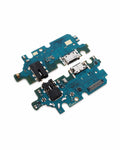 Two replacement phone charging port circuit boards with blue PCBs, black USB-C ports, and silver metal connectors, shown on a white background.
