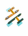 Two replacement flex cable modules for a smartphone, featuring gold-plated traces, black and white button sensors, and light blue protective stickers, shown on a white background.