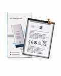 A replacement lithium-ion phone battery shown next to its retail packaging box on a clean white background.