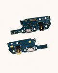 Two replacement mobile phone charging port flex circuits with USB-C and USB-A connectors, displayed on a clean off-white background.