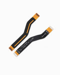 Two black flexible circuitry ribbon cables with orange connector ends and white printed markings, shown on a clean white background.