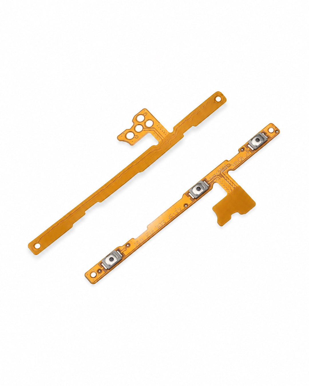 A replacement flex cable module for a smartphone, featuring two orange-gold metallic traces with silver metal contacts, shown on a clean white background.