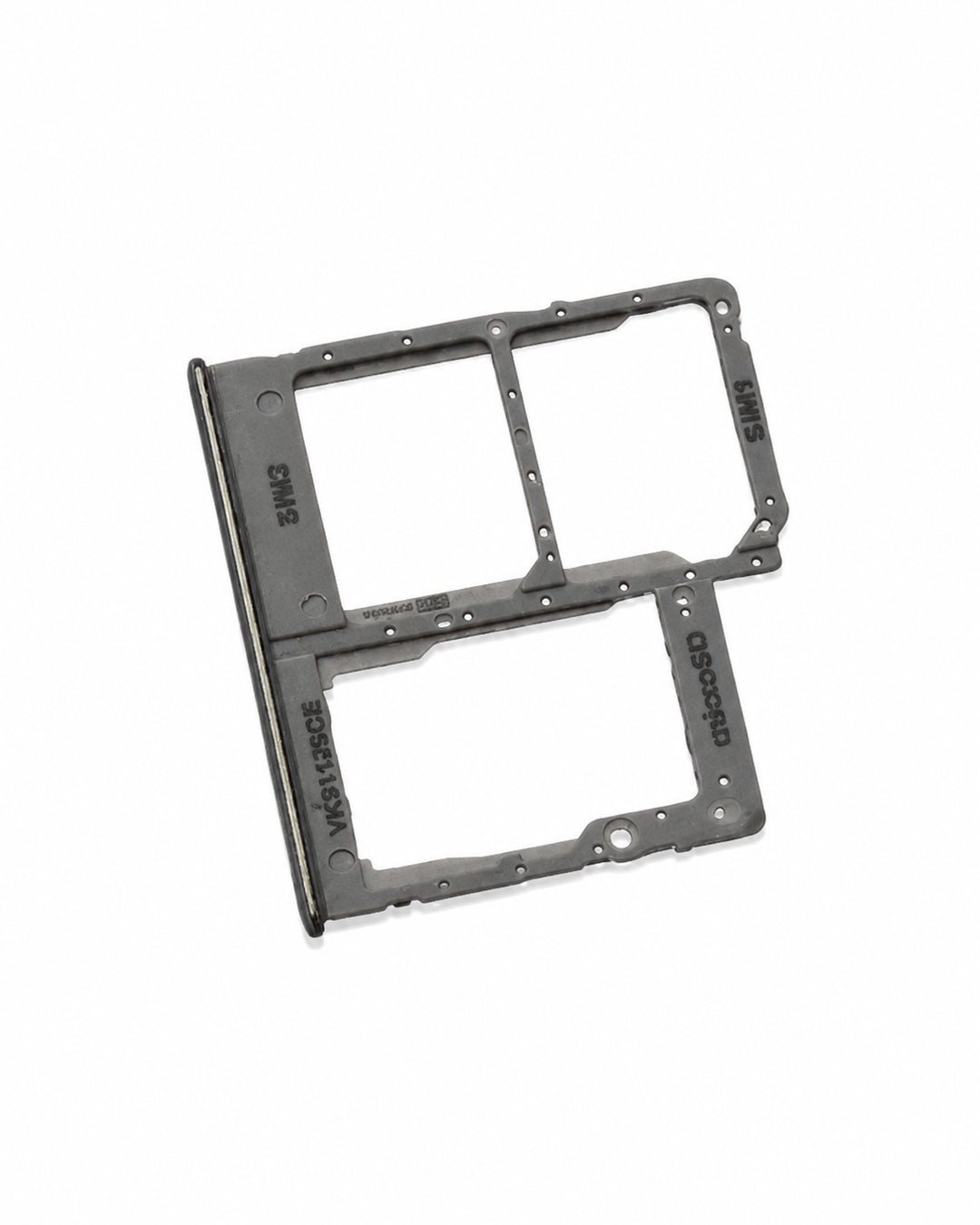A dark gray dual SIM tray replacement part for a smartphone, shown on a plain white background.