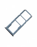 A dual SIM tray adapter for mobile phones, made of gray plastic with a black connector at one end, shown on a plain white background.