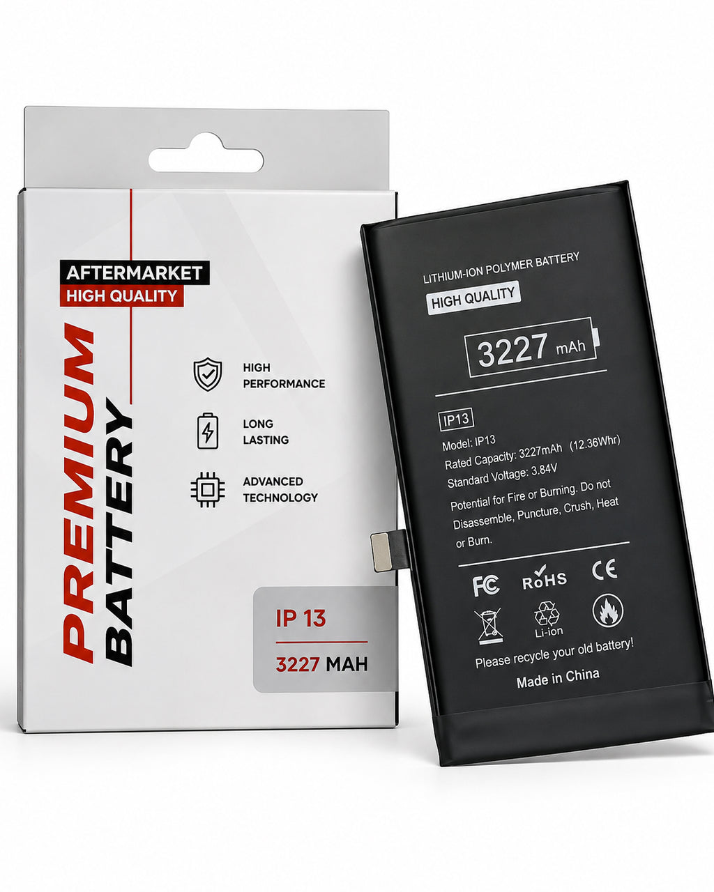 Aftermarket HQ Connect 3227mAh replacement battery with built-in flex for iPhone 13