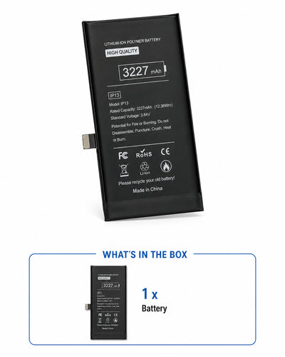 What's included in the box – Aftermarket HQ Connect battery for iPhone 13