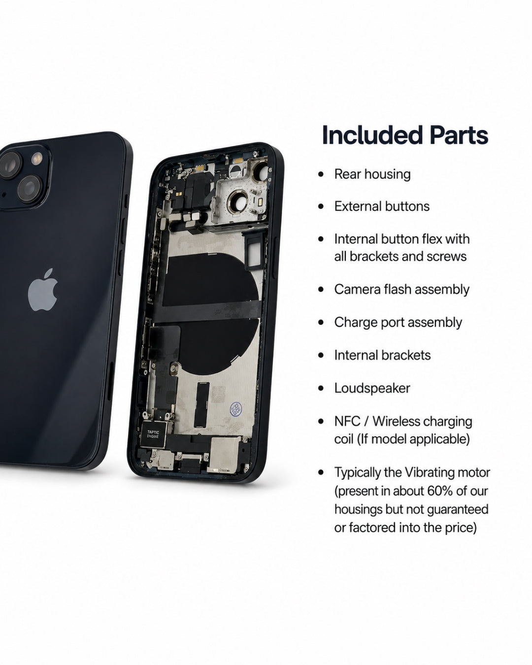 What's included in the box – Apple (New) (Reclaimed) iPhone 13 rear housing with pre-installed small parts