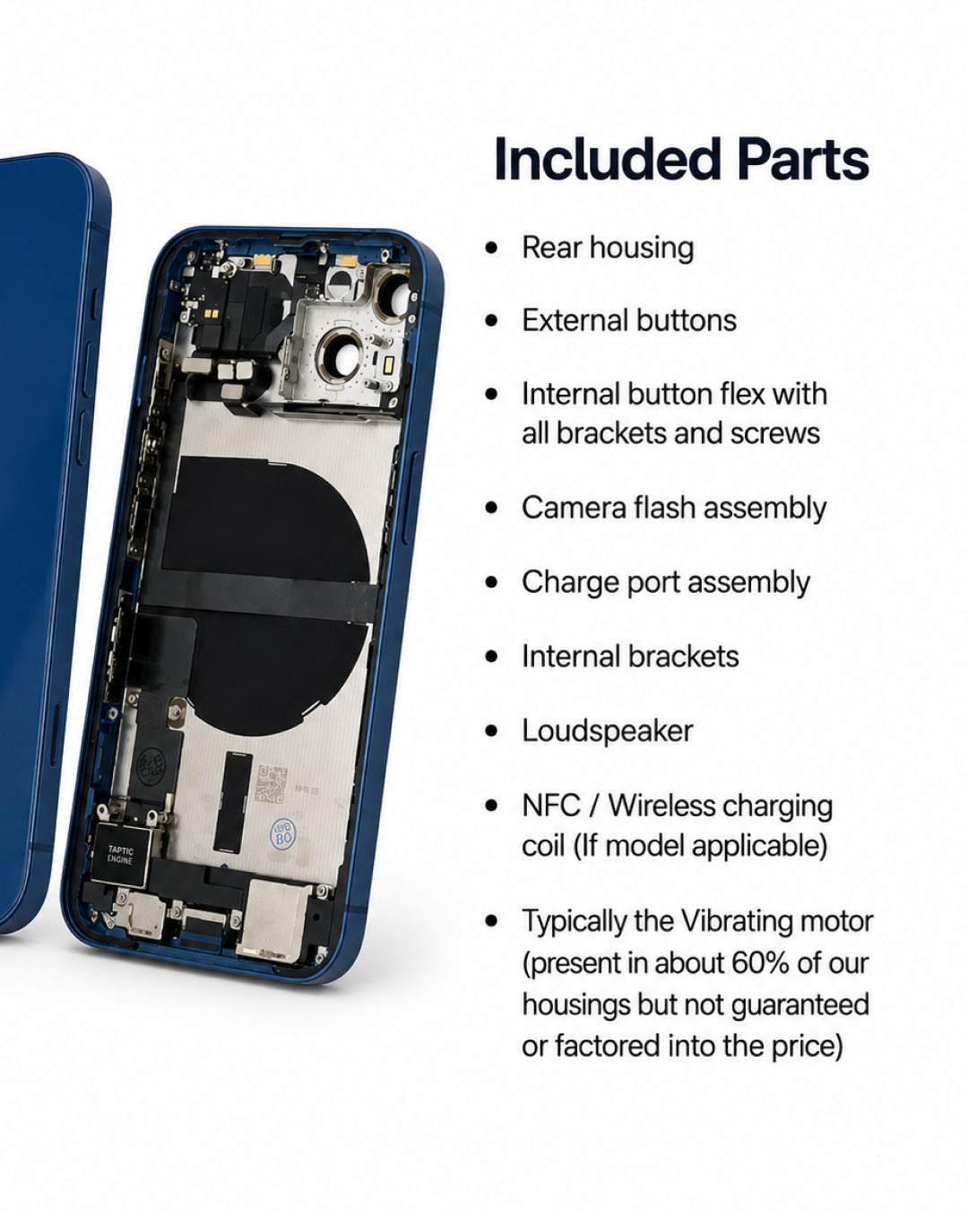 What's included in the box – Apple (New) (Reclaimed) iPhone 13 blue rear housing with pre-installed small parts