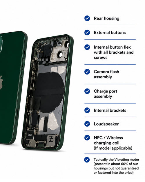 What's included in the box – Apple (New) (Reclaimed) iPhone 13 green rear housing with pre-installed small parts