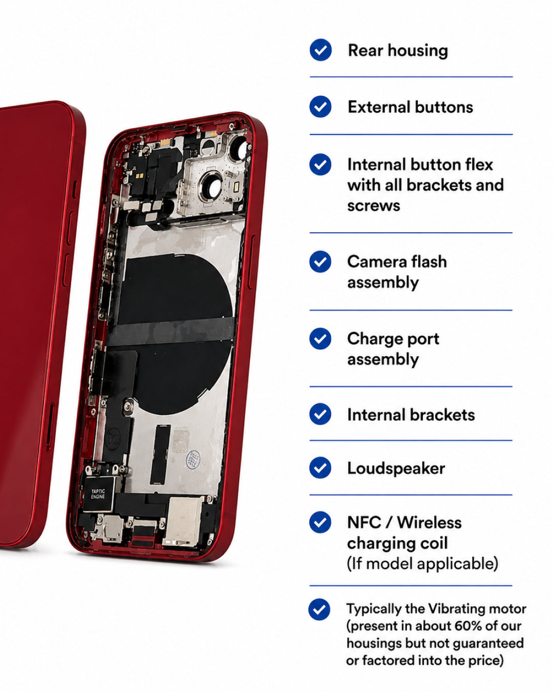 What's included in the box – Apple (New) (Reclaimed) iPhone 13 red rear housing with pre-installed small parts