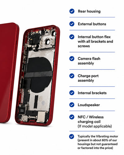What's included in the box – Apple (New) (Reclaimed) iPhone 13 red rear housing with pre-installed small parts