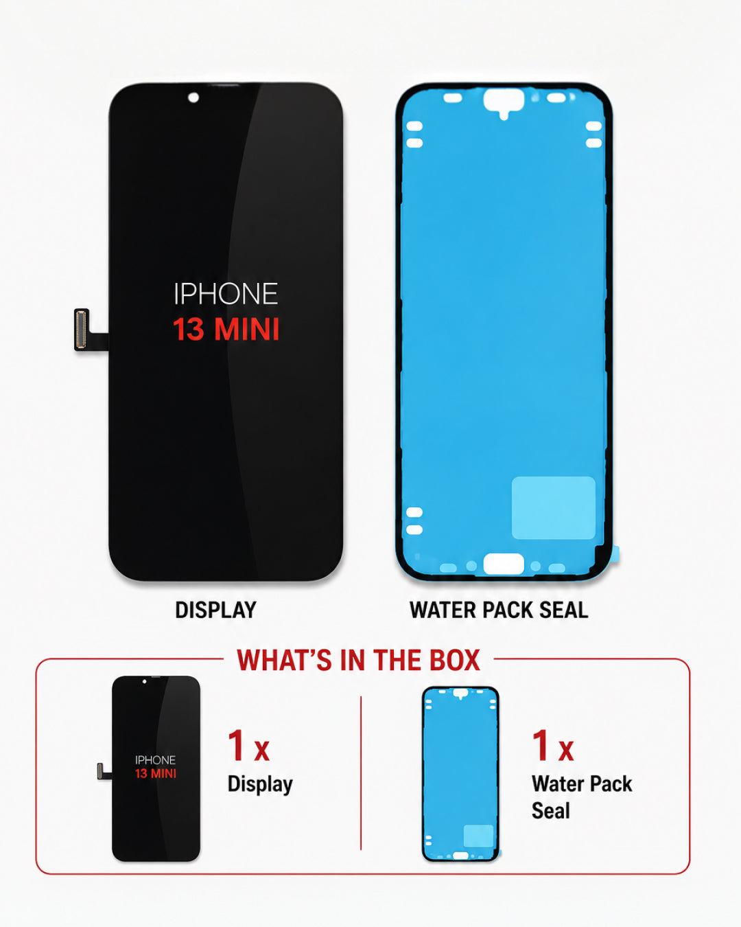 What's included in the box – Aftermarket HQ LCD replacement screen assembly for iPhone 13 Mini