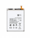 A rectangular Li-ion replacement battery with a white printed label, clear plastic casing, and a small orange connector tab on the top right, photographed on a plain white background.
