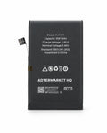 A black rectangular replacement battery with white printed specifications and symbols, shown against a plain white background.