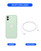 A product listing graphic showing a mint green Apple iPhone and a white USB-C to Lightning data cable under the heading 'WHAT'S INCLUDED'.