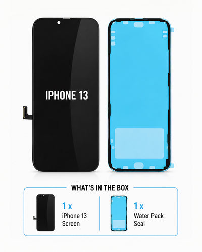 What’s in the box with the refurbished iPhone 13 OLED screen, adhesive, back plate and pre-installed brackets